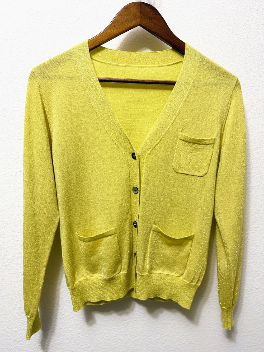 Cardigan Soft Wool Blend with Delicate Shimmer Size M
